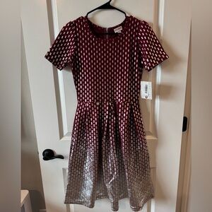 Lularoe Amelia elegant dress Small Maroon Silver